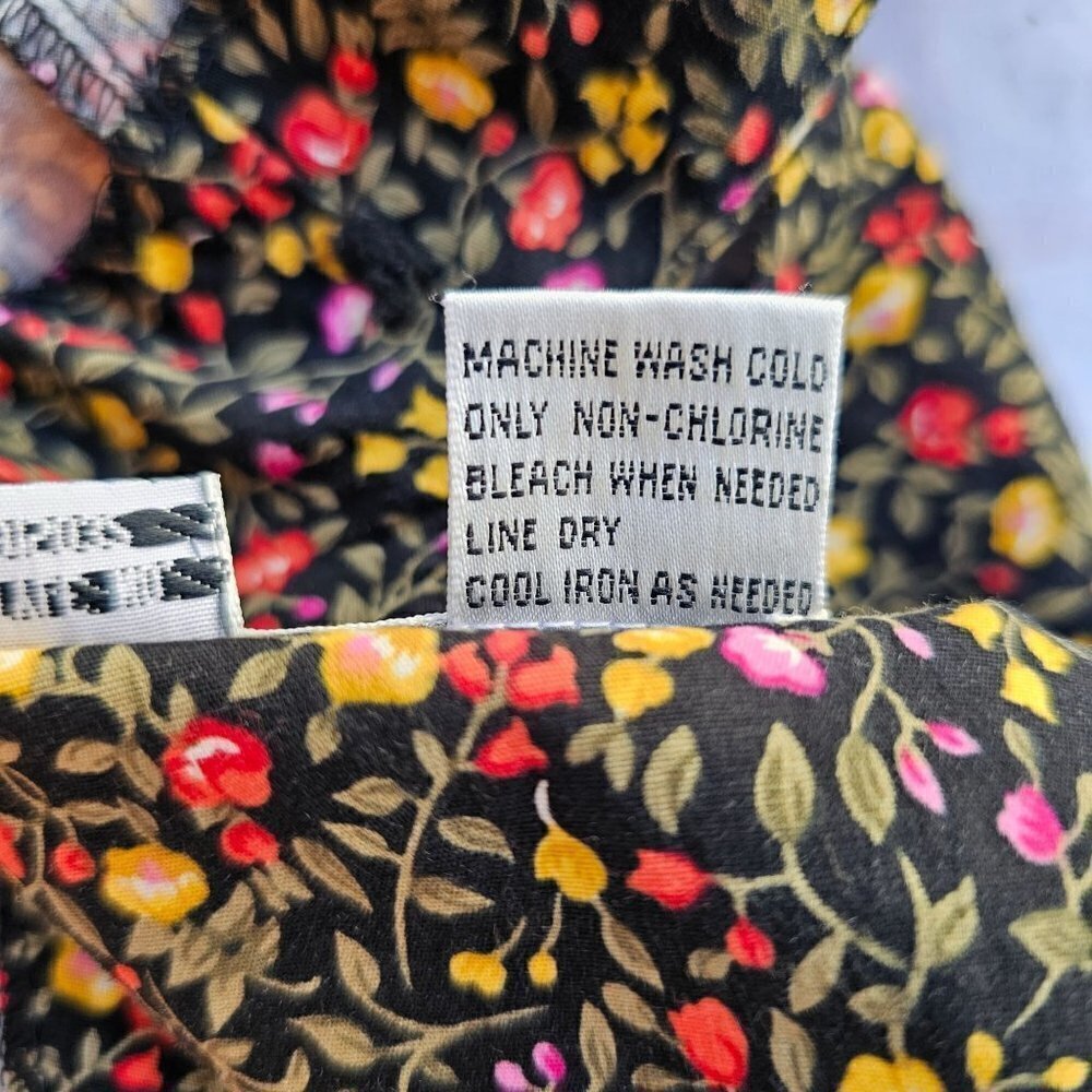 Betsy Lauren Y2K Sleeveless Cotton Sheath Dress Sz 12P Stretch Floral on Black - Picture 9 of 9